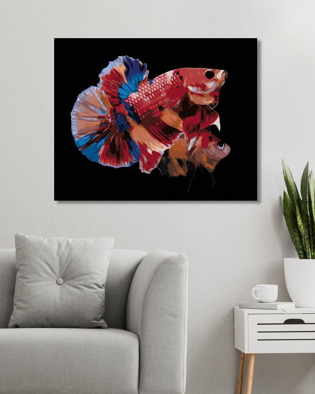 zuty Malování podle čísel - DVĚ ZBARVENÉ RYBKY - Rozměr: 40x50 cm, Rámování: Varianta: vypnuté plátno na rám - obrázek 8