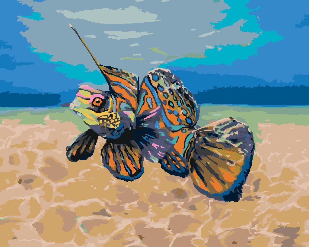 zuty Malování podle čísel - MANDARINKOVÁ RYBKA - Rozměr: 40x50 cm, Rámování: Varianta: vypnuté plátno na rám - obrázek 2