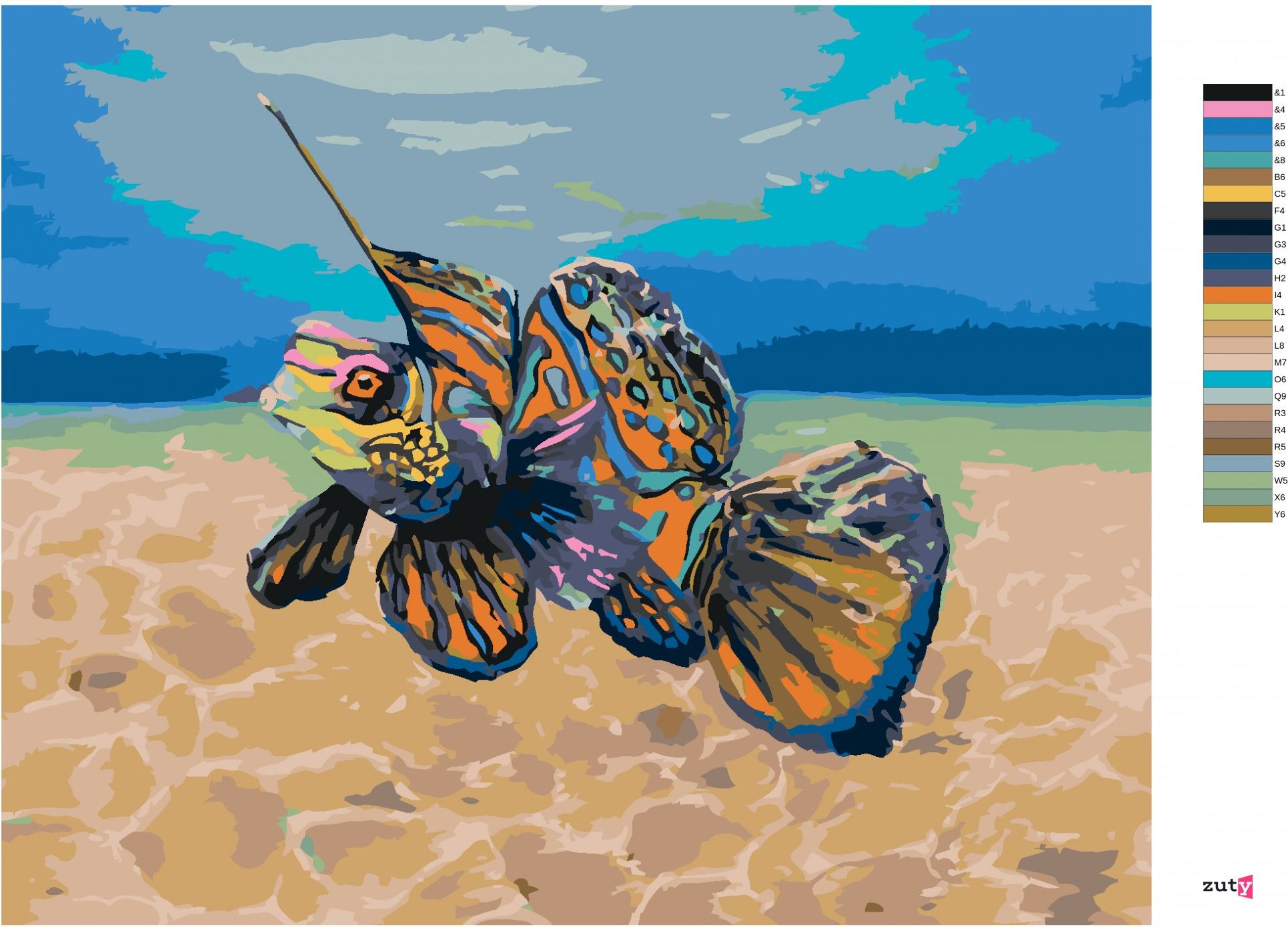 zuty Malování podle čísel - MANDARINKOVÁ RYBKA - Rozměr: 40x50 cm, Rámování: Varianta: vypnuté plátno na rám - obrázek 7