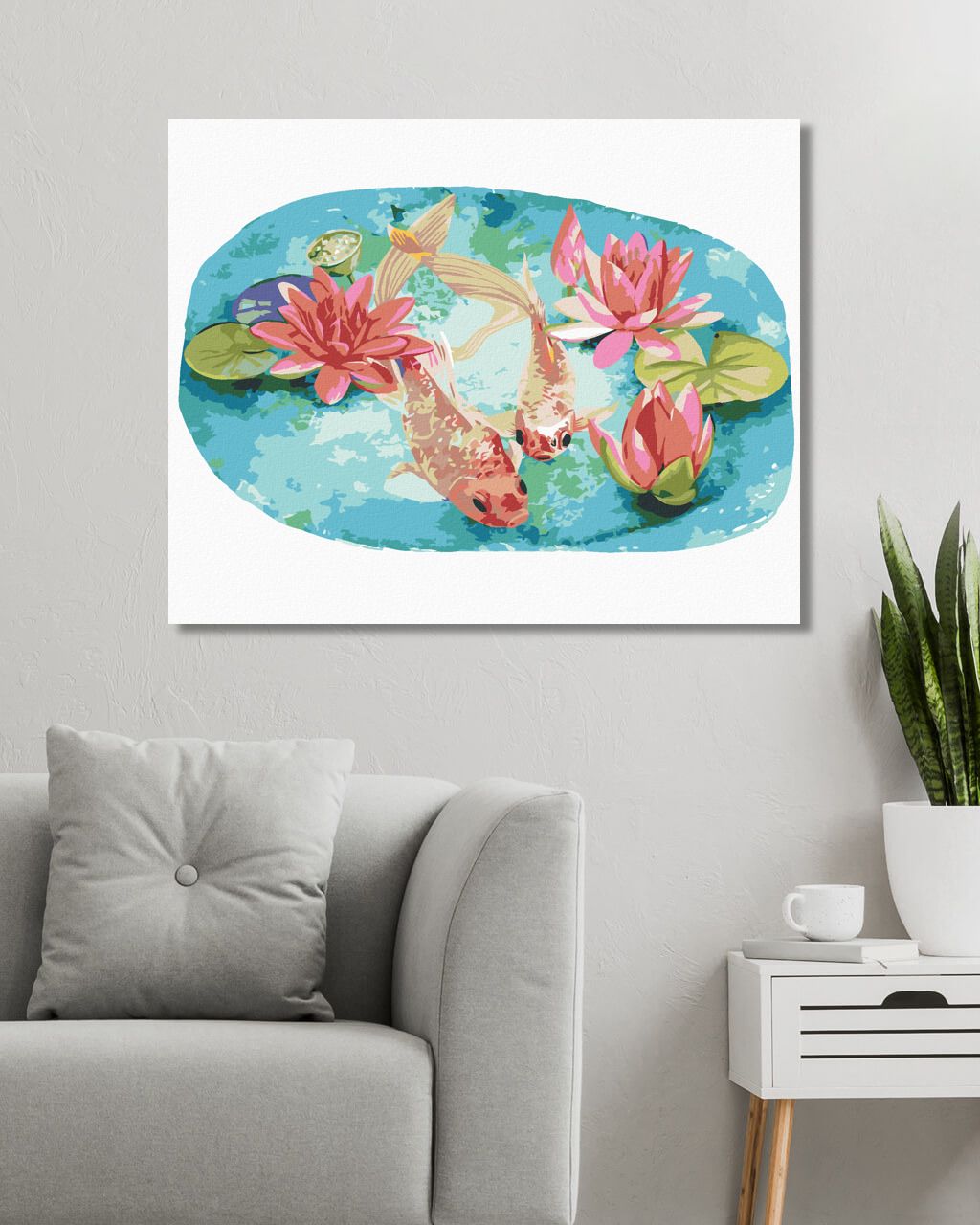 zuty Malování podle čísel - KAPŘI MEZI LOTUSY - Rozměr: 40x50 cm, Rámování: Varianta: vypnuté plátno na rám - obrázek 4