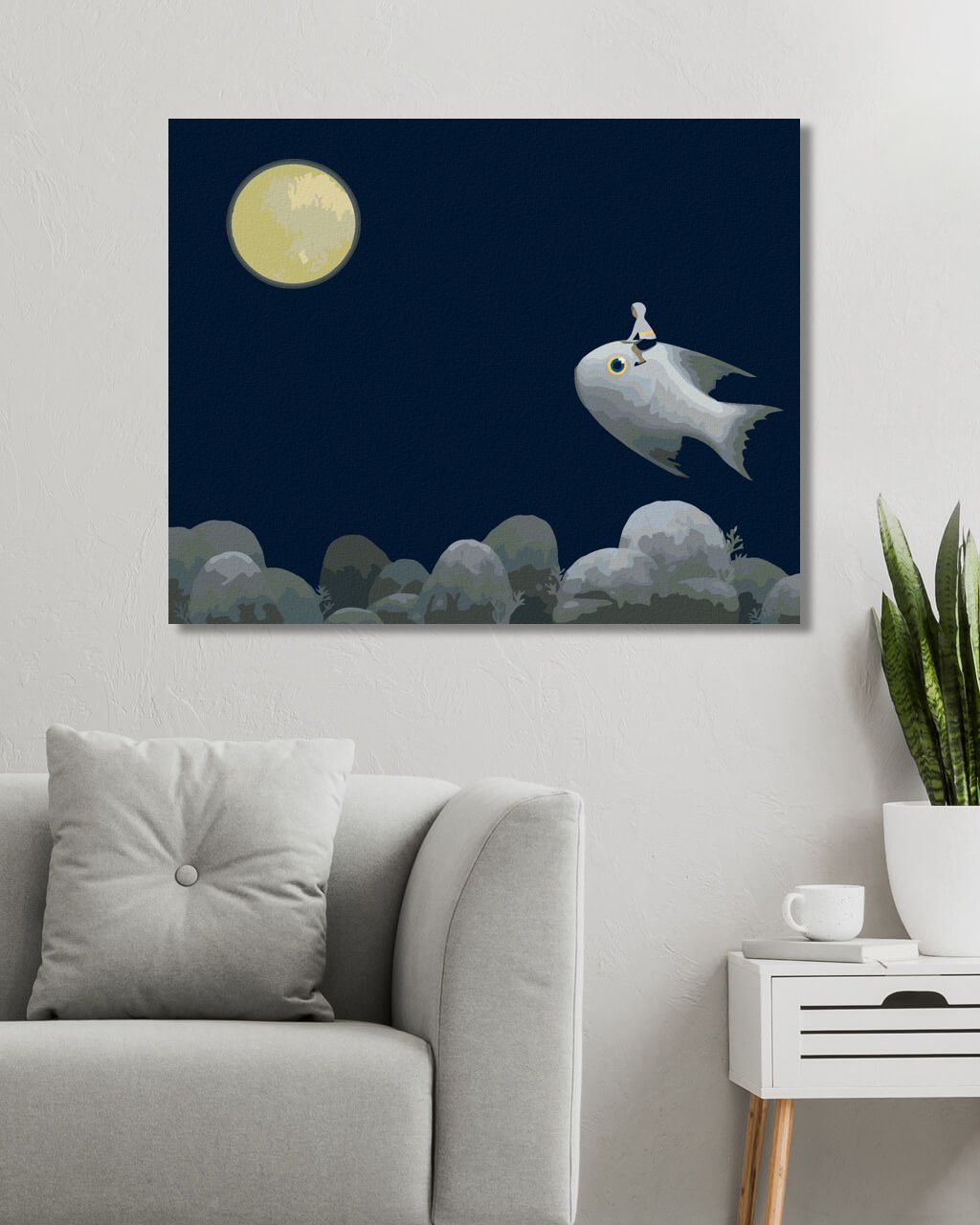 zuty Malování podle čísel - MUŽ SEDÍCÍ NA OBŘÍ RYBĚ - Rozměr: 40x50 cm, Rámování: Varianta: bez rámu a bez vypnutí plátna - obrázek 4