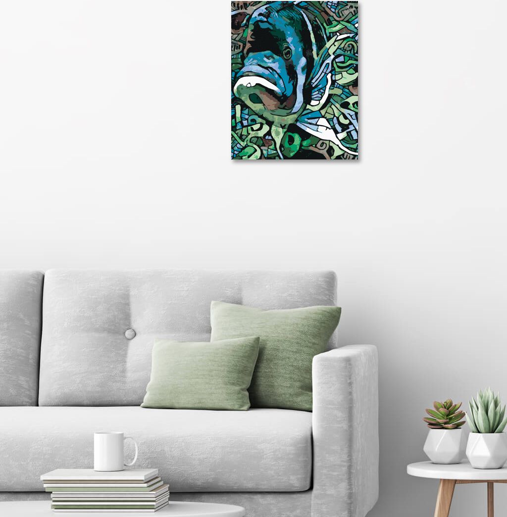 zuty Malování podle čísel - ABSTRAKTNÍ RYBA ZELENÁ - Rozměr: 40x50 cm, Rámování: Varianta: bez rámu a bez vypnutí plátna - obrázek 8