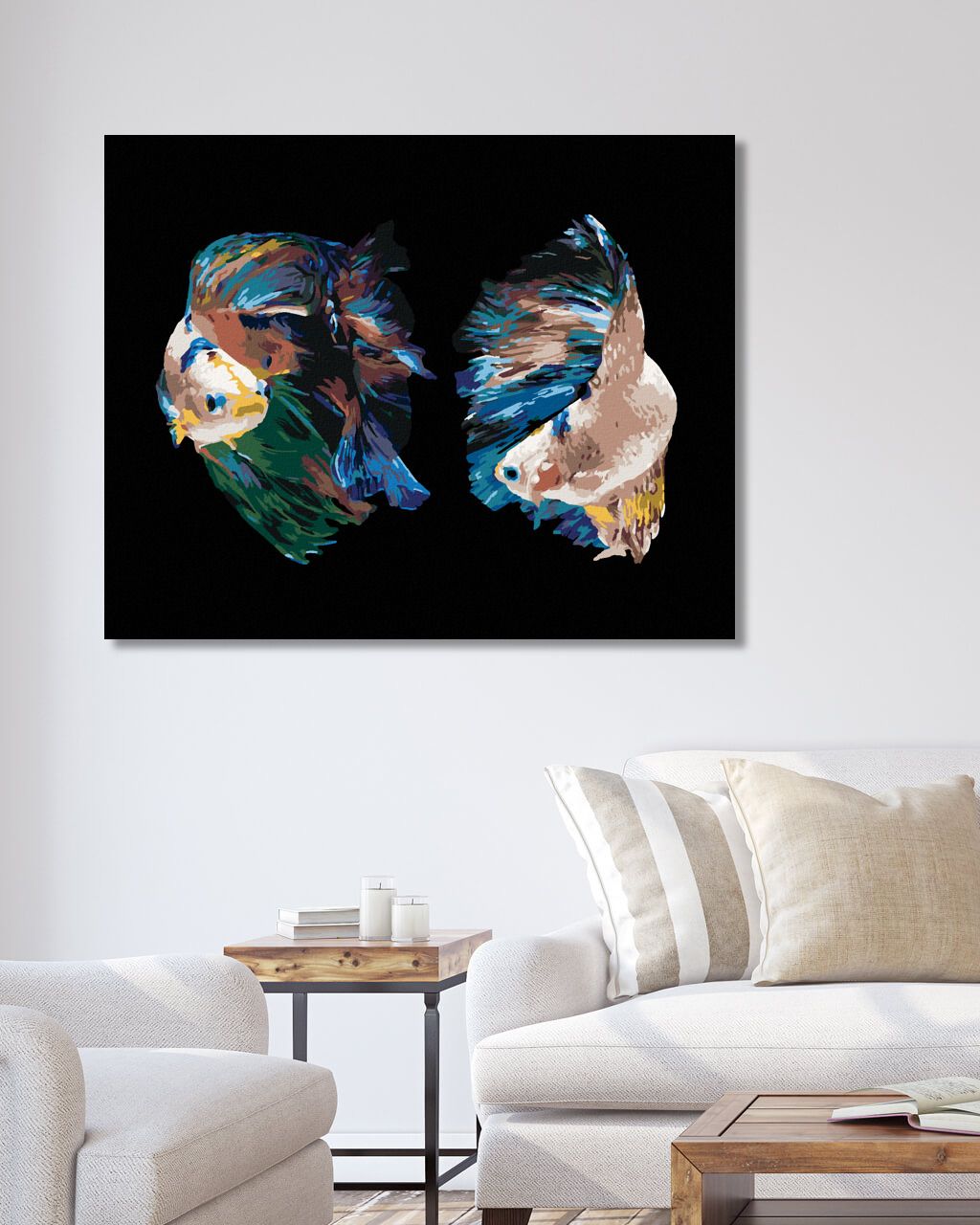 zuty Malování podle čísel - DVĚ RYBY BOJOVNICE - Rozměr: 40x50 cm, Rámování: Varianta: vypnuté plátno na rám - obrázek 7