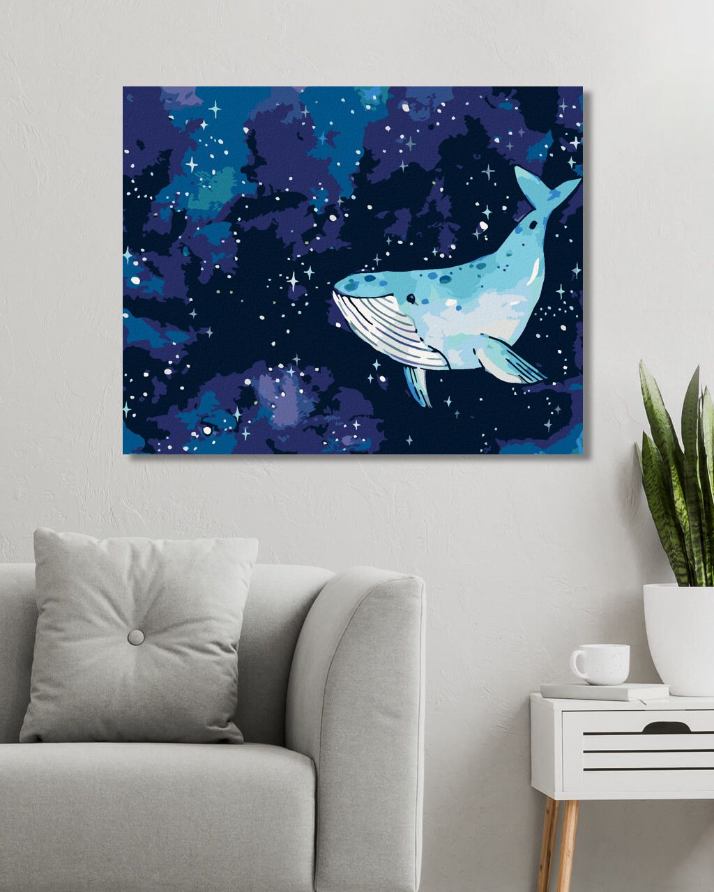 zuty Malování podle čísel - VELRYBA PLAVE PO NOČNÍ OBLOZE - Rozměr: 40x50 cm, Rámování: Varianta: bez rámu a bez vypnutí plátna - obrázek 7