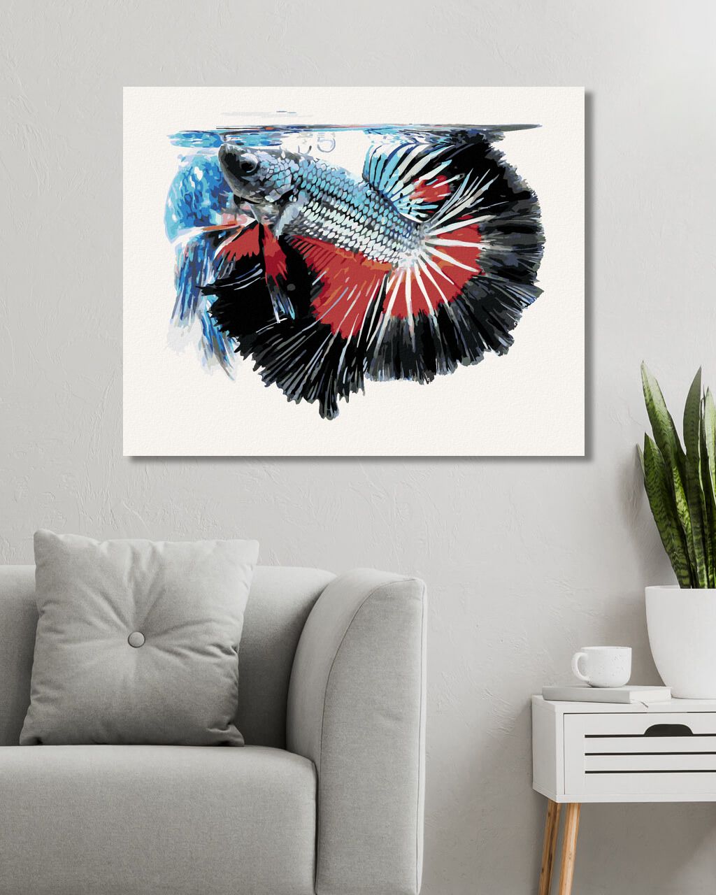 zuty Malování podle čísel - RYBA BOJOVNICE PESTRÁ - Rozměr: 40x50 cm, Rámování: Varianta: bez rámu a bez vypnutí plátna - obrázek 4