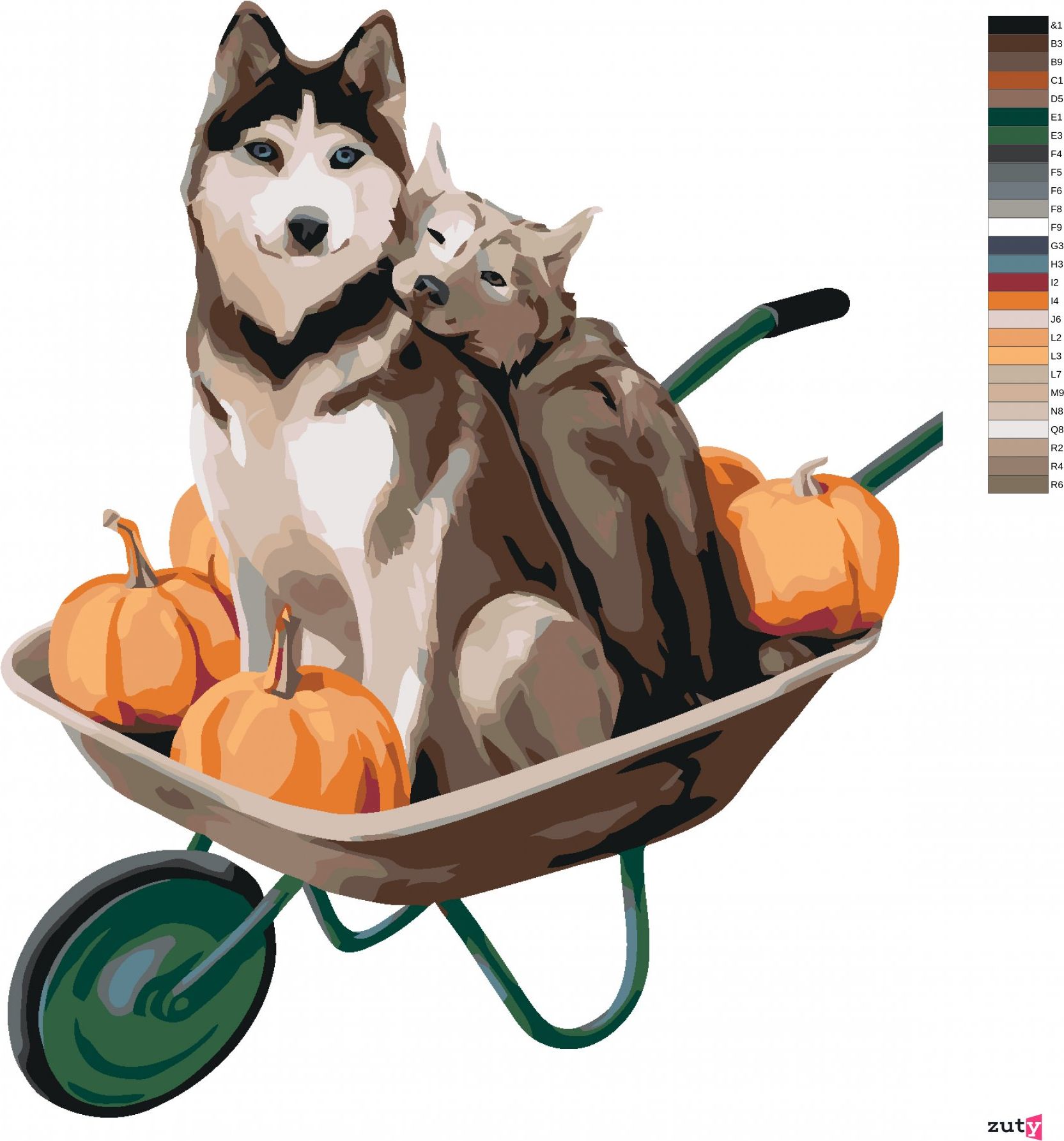 zuty Malování podle čísel - DVA HUSKY NA KOLEČKÁCH - Rozměr: 40x50 cm, Rámování: Varianta: vypnuté plátno na rám - obrázek 8