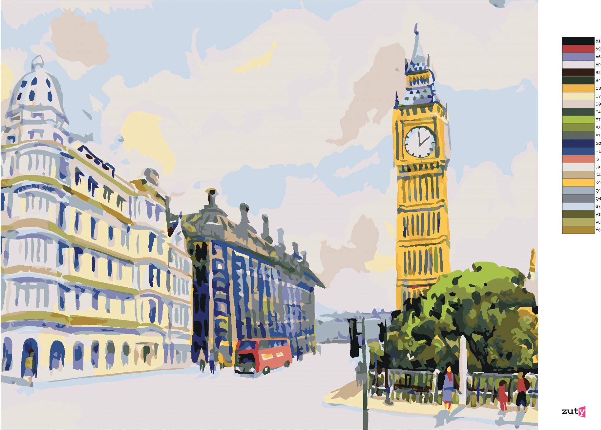 zuty Malování podle čísel - BIG BEN V LONDÝNĚ - Rozměr: 40x50 cm, Rámování: Varianta: vypnuté plátno na rám - obrázek 5