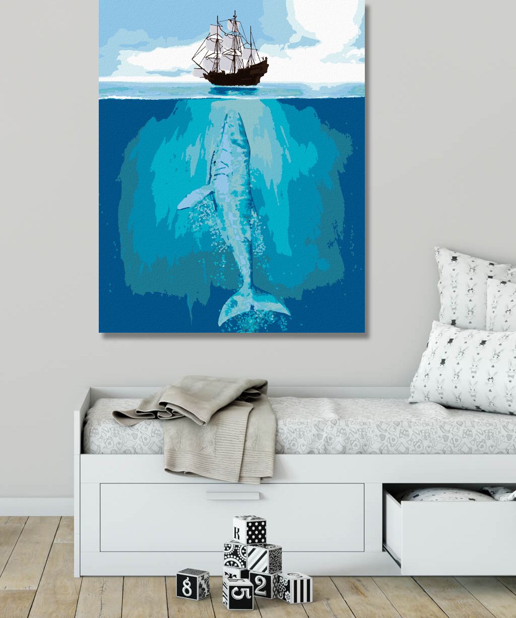 zuty Malování podle čísel - KEPORKAK NAPADÁ RYBÁŘSKOU LOĎ - Rozměr: 40x50 cm, Rámování: Varianta: bez rámu a bez vypnutí plátna - obrázek 5