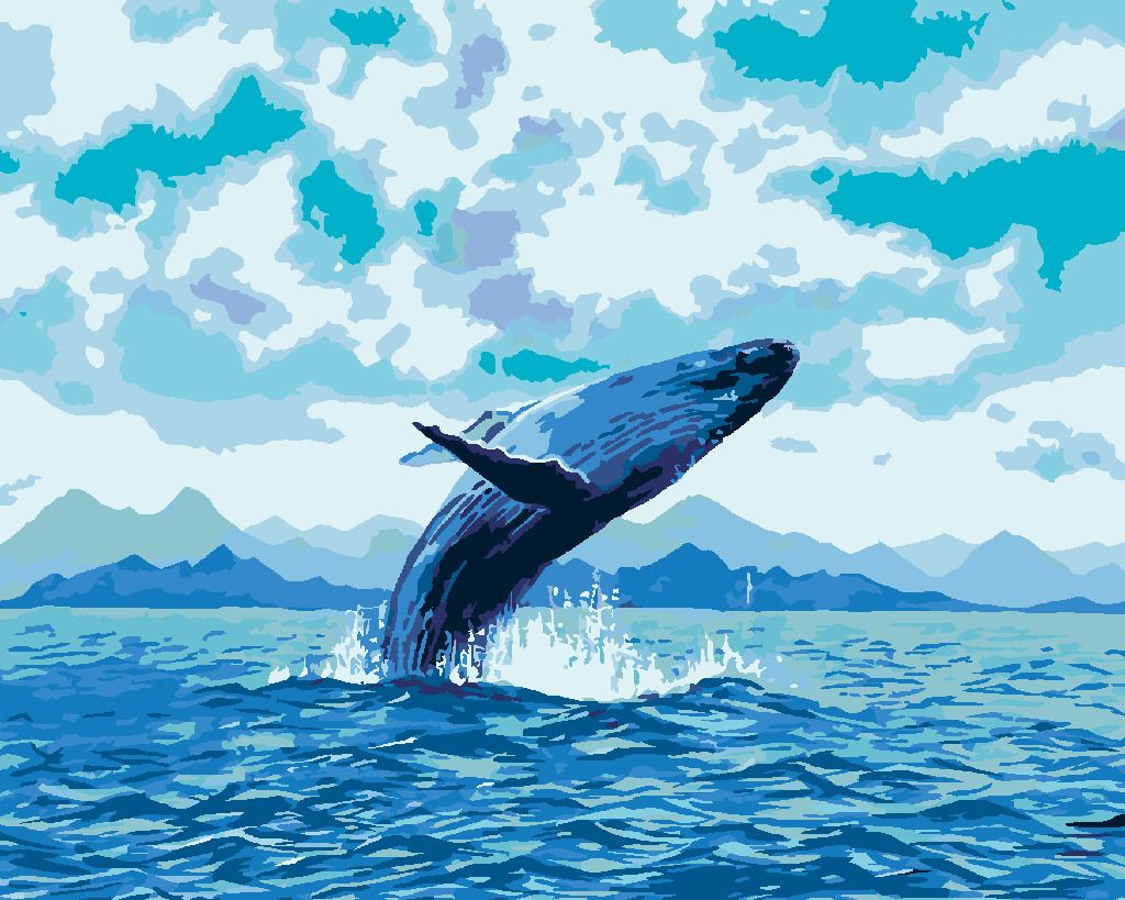 zuty Malování podle čísel - HRAVÁ VELRYBA - Rozměr: 40x50 cm, Rámování: Varianta: bez rámu a bez vypnutí plátna - obrázek 5