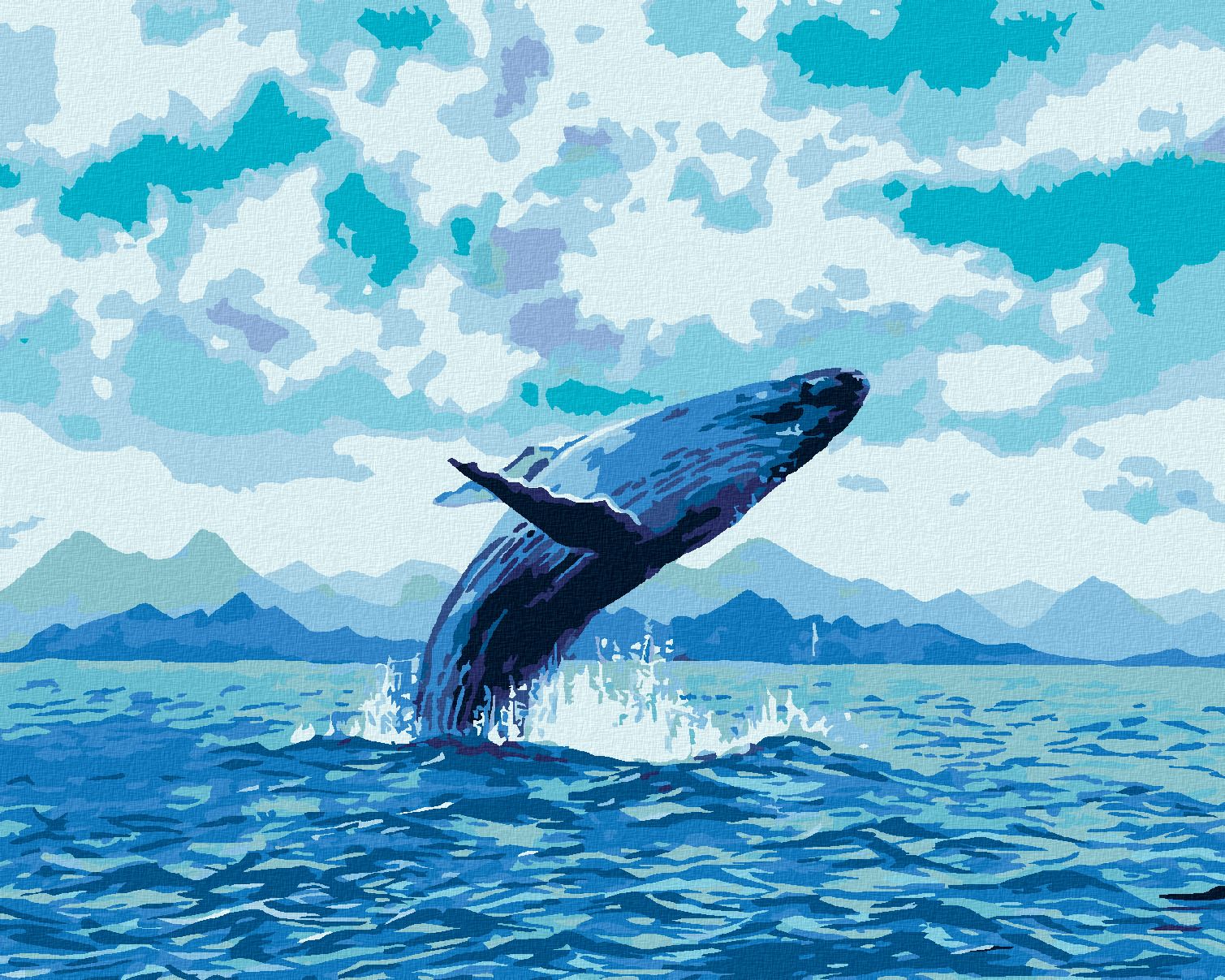 zuty Malování podle čísel - HRAVÁ VELRYBA - Rozměr: 40x50 cm, Rámování: Varianta: vypnuté plátno na rám - obrázek 1