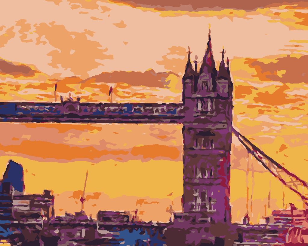 zuty Malování podle čísel - LONDÝNSKÝ TOWER BRIDGE PŘI ZÁPADU SLUNCE - Rozměr: 40x50 cm, Rámování: Varianta: vypnuté plátno na rám - obrázek 2