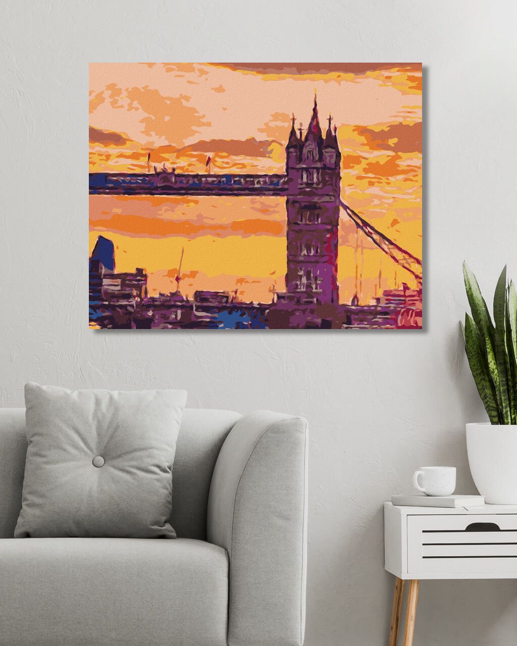 zuty Malování podle čísel - LONDÝNSKÝ TOWER BRIDGE PŘI ZÁPADU SLUNCE - Rozměr: 40x50 cm, Rámování: Varianta: vypnuté plátno na rám - obrázek 6