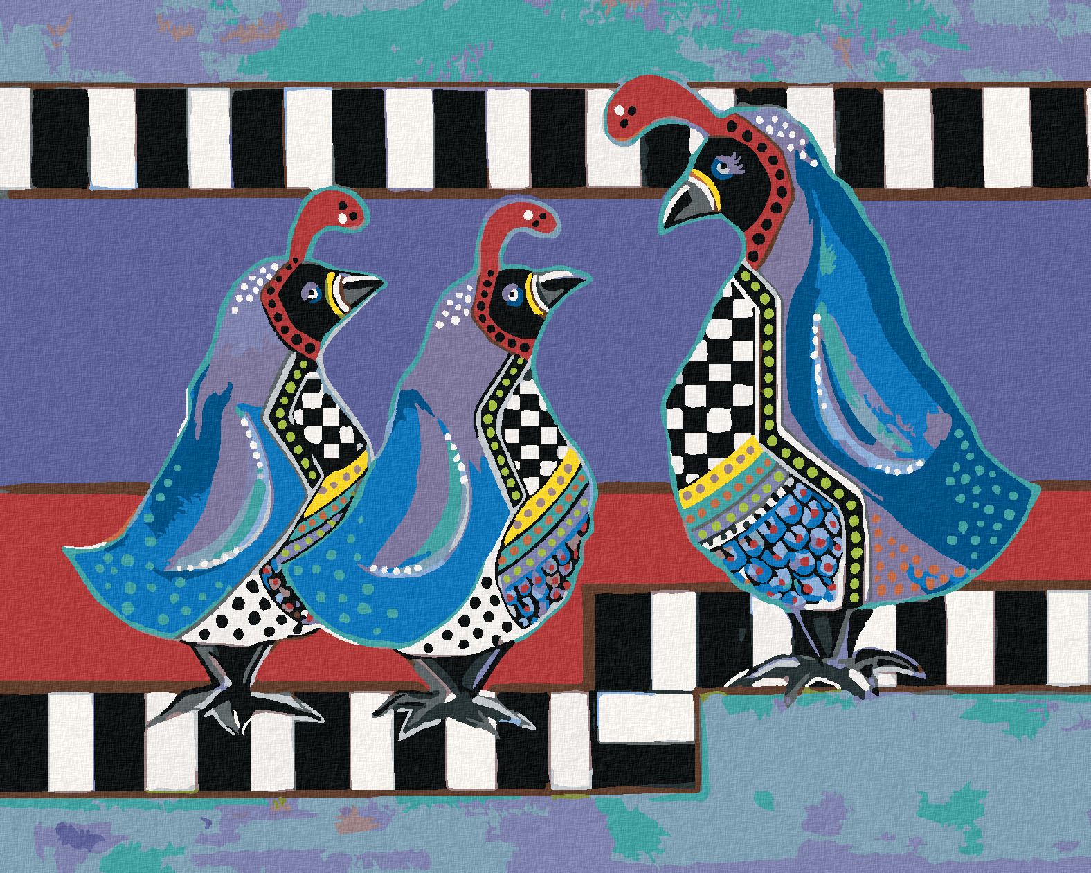 zuty Malování podle čísel - MATKA S PTÁČATY (JONNA JAMES) - Rozměr: 40x50 cm, Rámování: Varianta: bez rámu a bez vypnutí plátna - obrázek 1