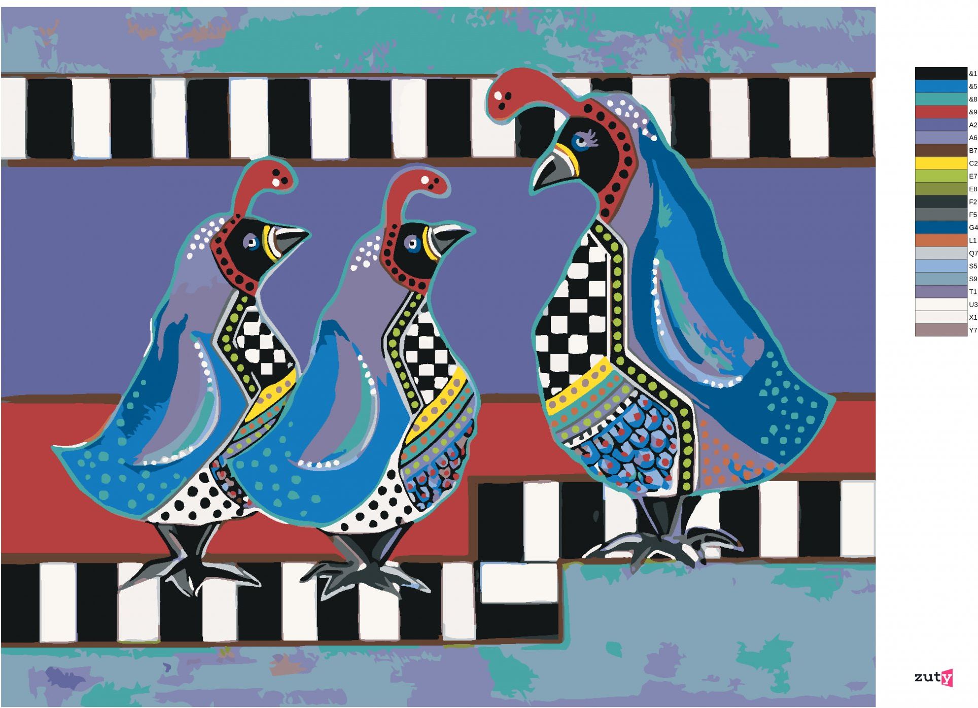 zuty Malování podle čísel - MATKA S PTÁČATY (JONNA JAMES) - Rozměr: 40x50 cm, Rámování: Varianta: bez rámu a bez vypnutí plátna - obrázek 2
