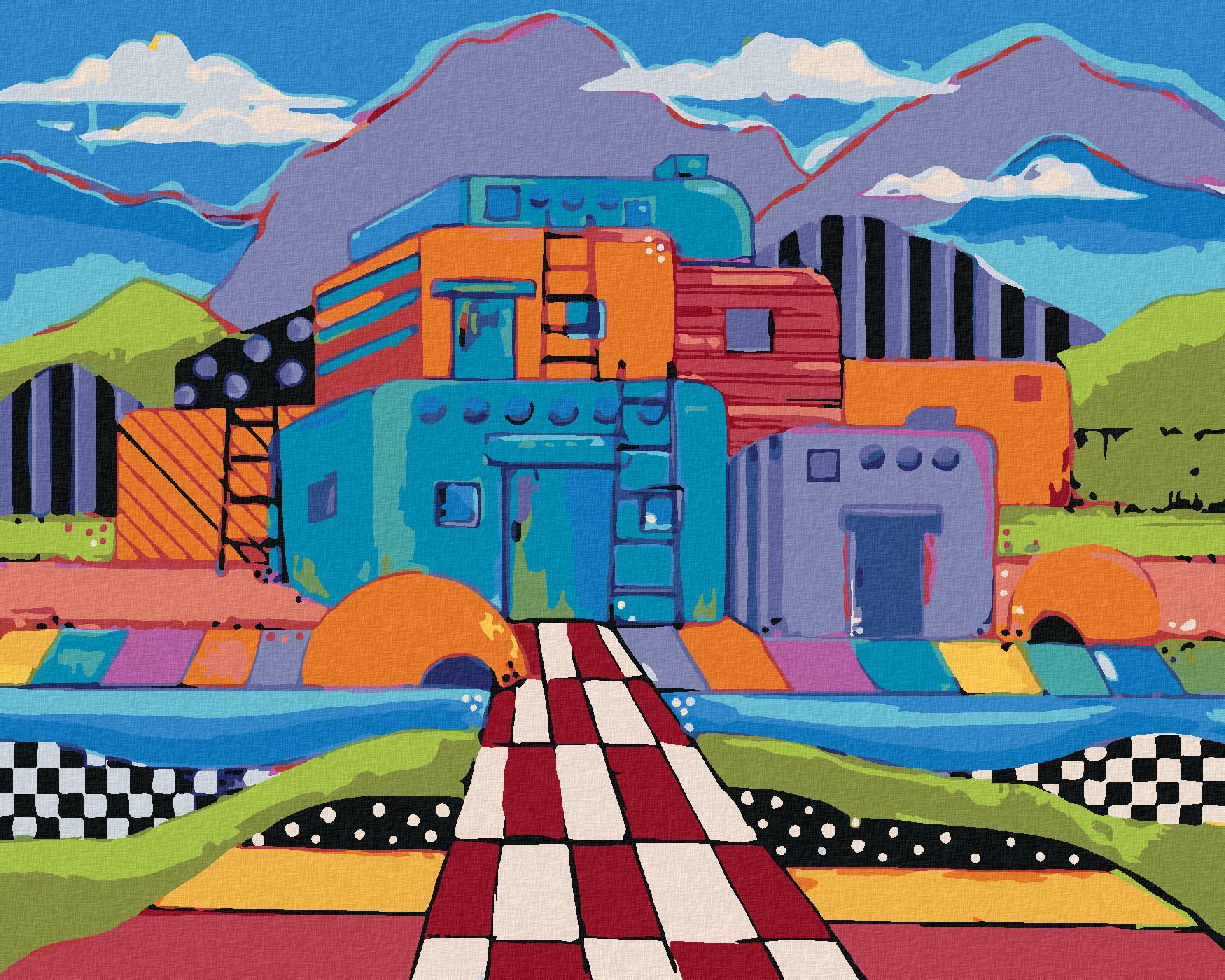 zuty Malování podle čísel - BAREVNÝ DŮM (JONNA JAMES) - Rozměr: 40x50 cm, Rámování: Varianta: bez rámu a bez vypnutí plátna - obrázek 1