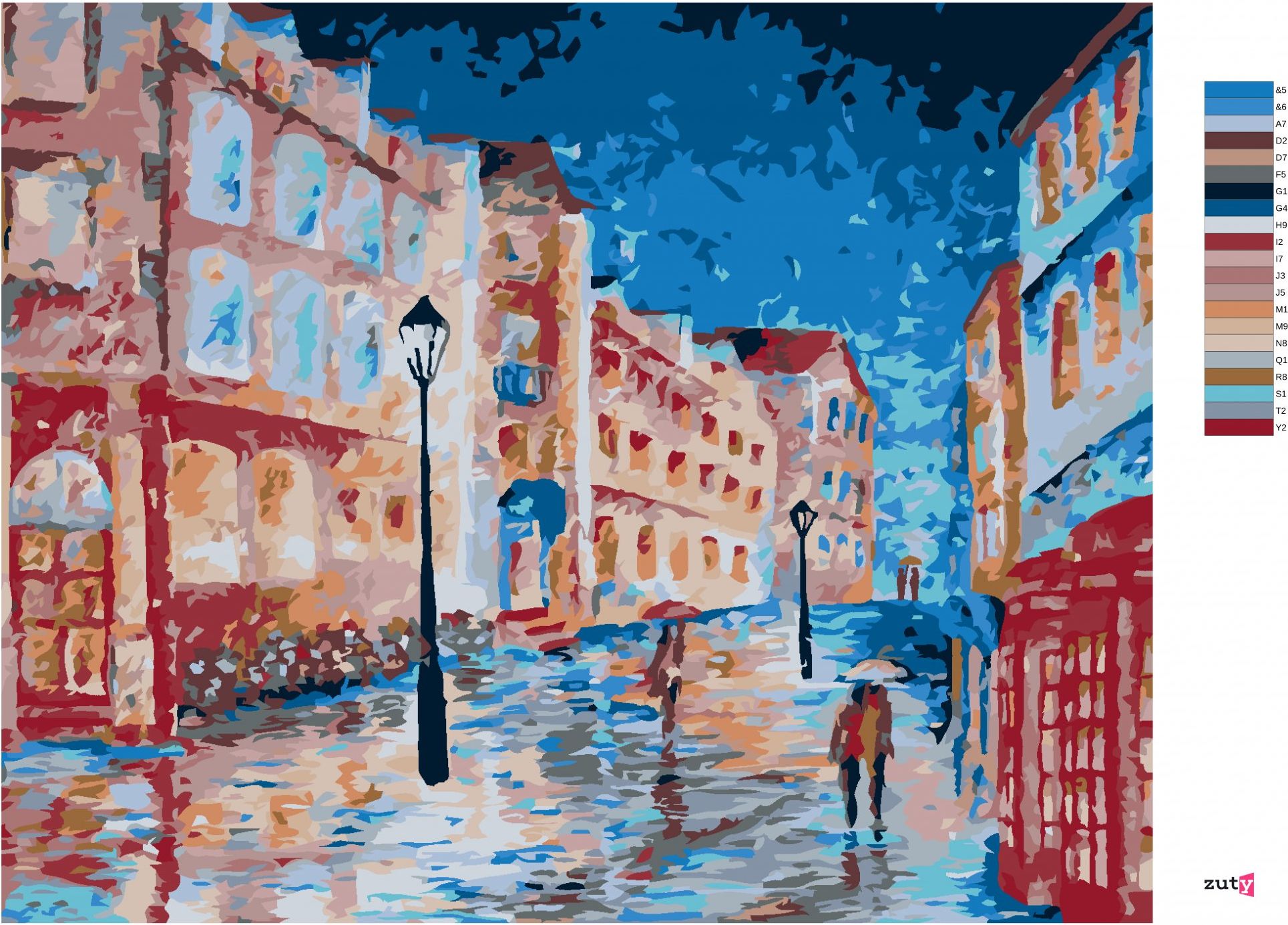 zuty Malování podle čísel - DEŠTIVÝ DEN V LONDÝNSKÉ ULIČCE - Rozměr: 40x50 cm, Rámování: Varianta: bez rámu a bez vypnutí plátna - obrázek 4