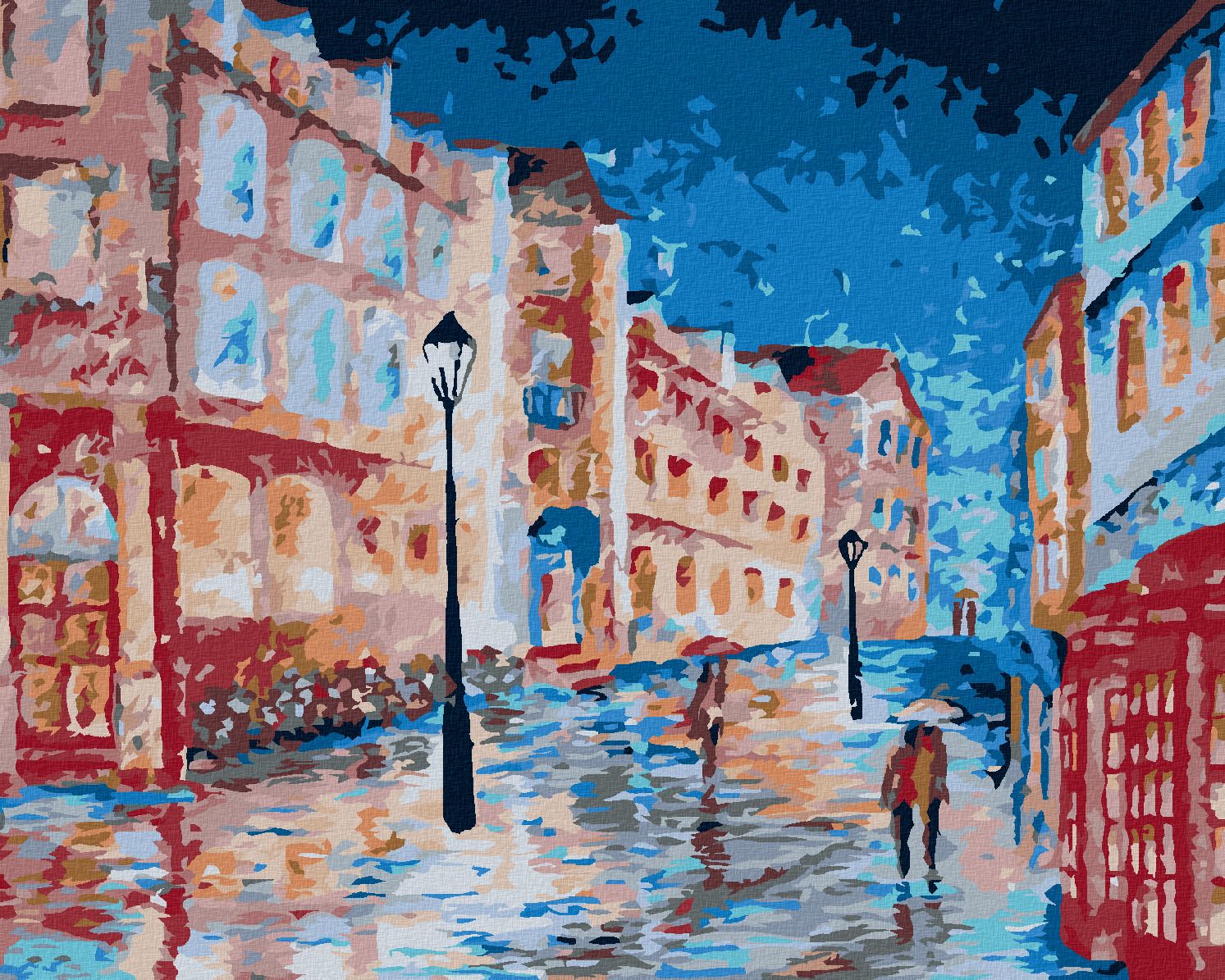zuty Malování podle čísel - DEŠTIVÝ DEN V LONDÝNSKÉ ULIČCE - Rozměr: 40x50 cm, Rámování: Varianta: vypnuté plátno na rám - obrázek 1