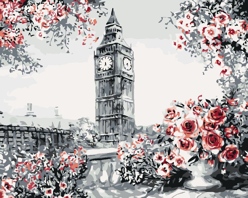 zuty Malování podle čísel - BIG BEN OBKLOPENÝ RŮŽEMA - Rozměr: 40x50 cm, Rámování: Varianta: vypnuté plátno na rám - obrázek 10