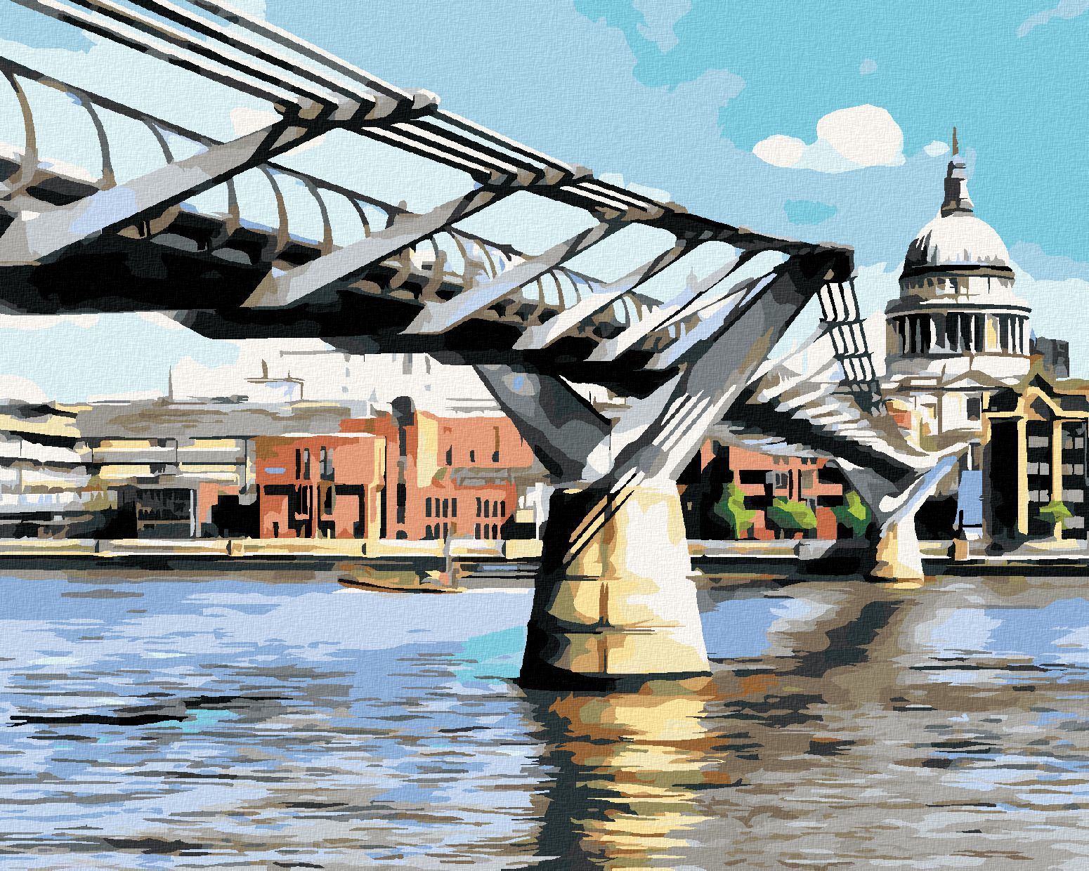 zuty Malování podle čísel - MILLENNIUM BRIDGE V LONDÝNĚ - Rozměr: 40x50 cm, Rámování: Varianta: bez rámu a bez vypnutí plátna - obrázek 1
