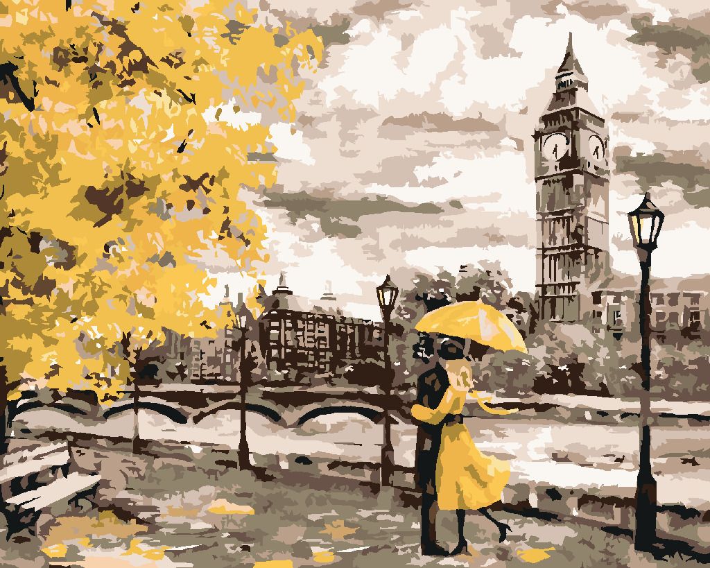 zuty Malování podle čísel - PÁR VE ŽLUTÉM LONDÝNĚ - Rozměr: 40x50 cm, Rámování: Varianta: vypnuté plátno na rám - obrázek 6