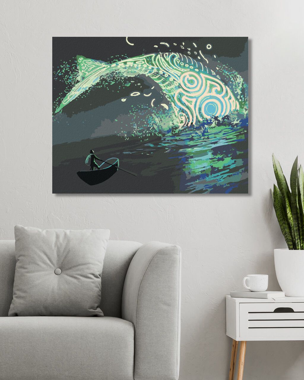 zuty Malování podle čísel - FANTASY ZELENÁ VELRYBA - Rozměr: 40x50 cm, Rámování: Varianta: bez rámu a bez vypnutí plátna - obrázek 6