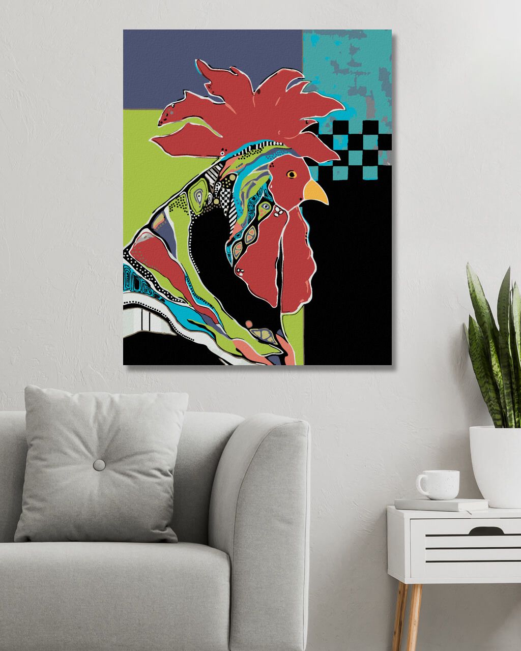 zuty Malování podle čísel - DOSPĚLÝ KOHOUT (JONNA JAMES) - Rozměr: 40x50 cm, Rámování: Varianta: vypnuté plátno na rám - obrázek 7