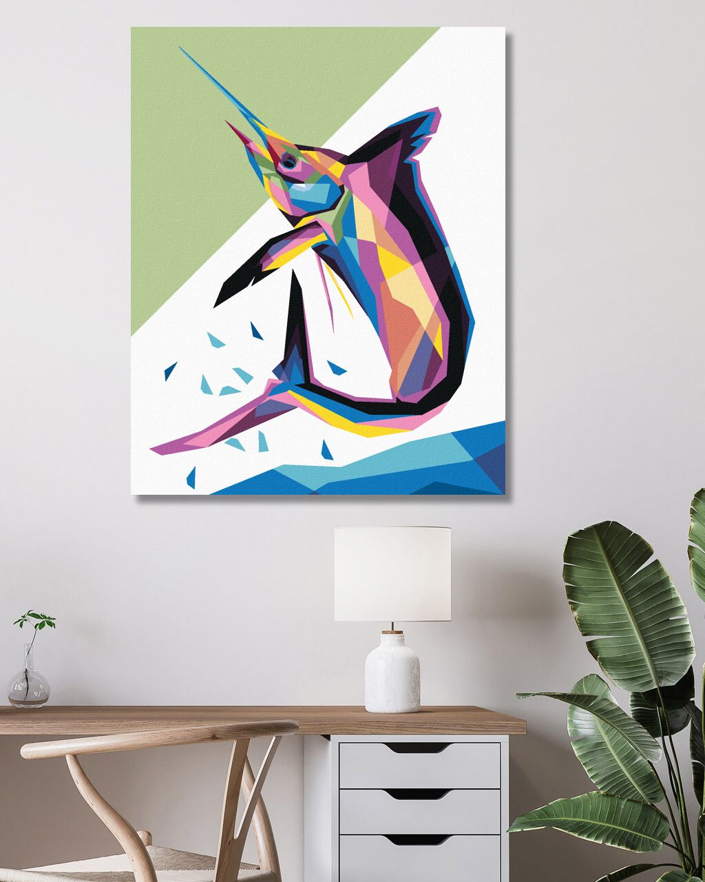 zuty Malování podle čísel - BAREVNÁ ABSTRAKTNÍ RYBA - Rozměr: 40x50 cm, Rámování: Varianta: bez rámu a bez vypnutí plátna - obrázek 4
