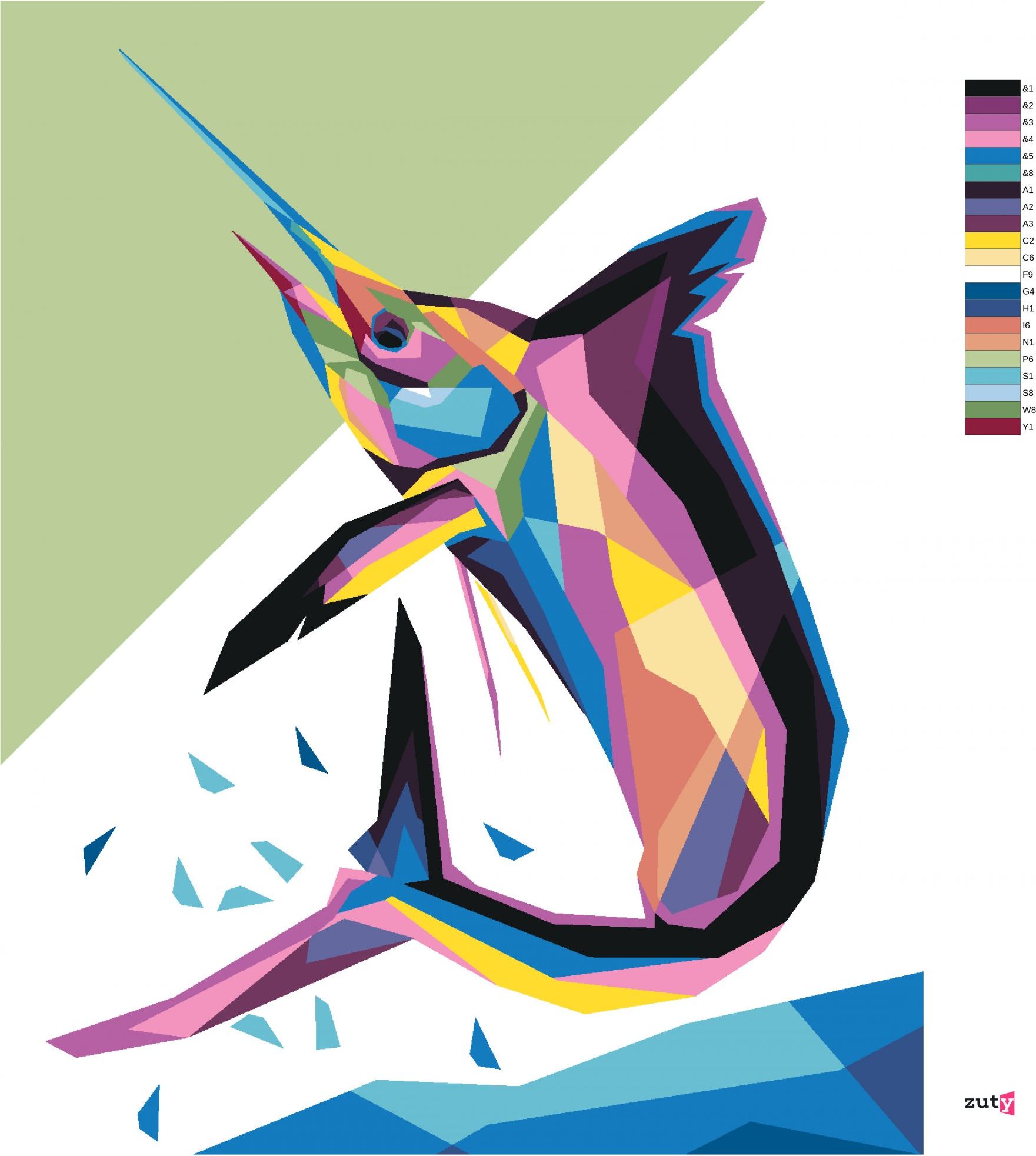 zuty Malování podle čísel - BAREVNÁ ABSTRAKTNÍ RYBA - Rozměr: 40x50 cm, Rámování: Varianta: bez rámu a bez vypnutí plátna - obrázek 8