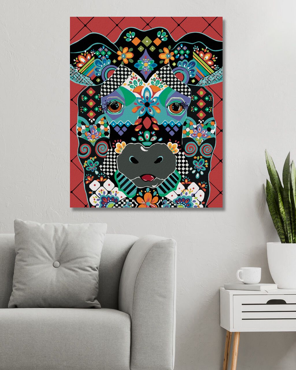 zuty Malování podle čísel - KRÁVA (JONNA JAMES) - Rozměr: 40x50 cm, Rámování: Varianta: vypnuté plátno na rám - obrázek 8