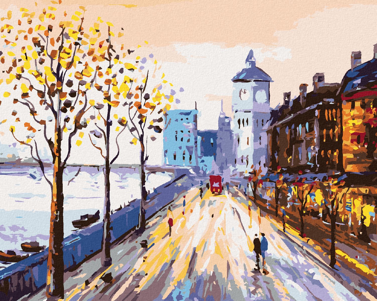 zuty Malování podle čísel - ULICE LONDÝNA - Rozměr: 40x50 cm, Rámování: Varianta: vypnuté plátno na rám - obrázek 1