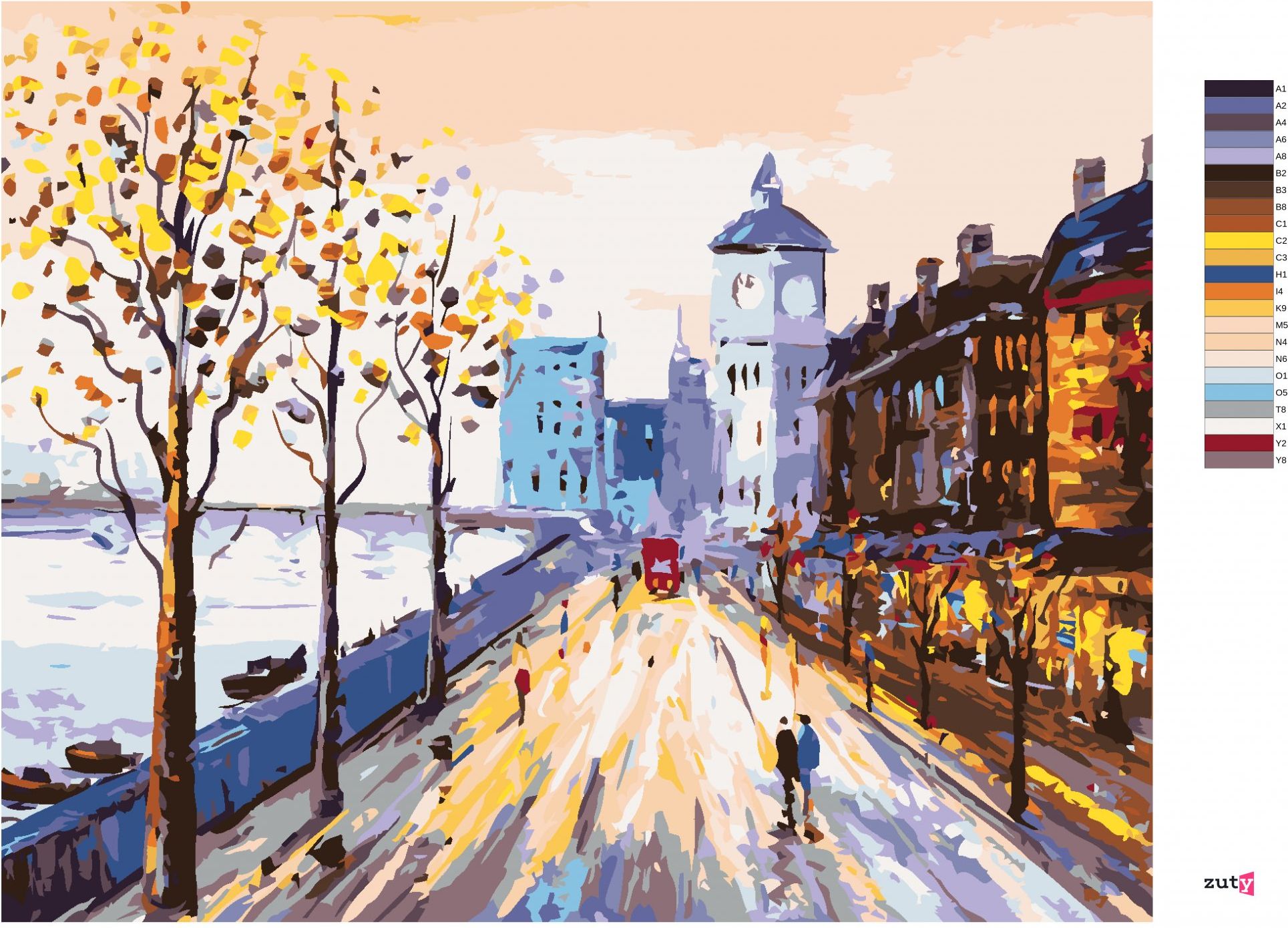 zuty Malování podle čísel - ULICE LONDÝNA - Rozměr: 40x50 cm, Rámování: Varianta: vypnuté plátno na rám - obrázek 2