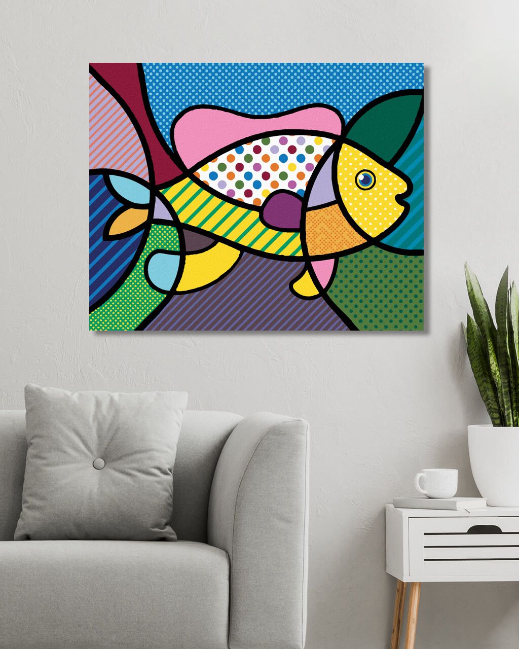 zuty Malování podle čísel - POP-ART RYBA - Rozměr: 40x50 cm, Rámování: Varianta: bez rámu a bez vypnutí plátna - obrázek 2