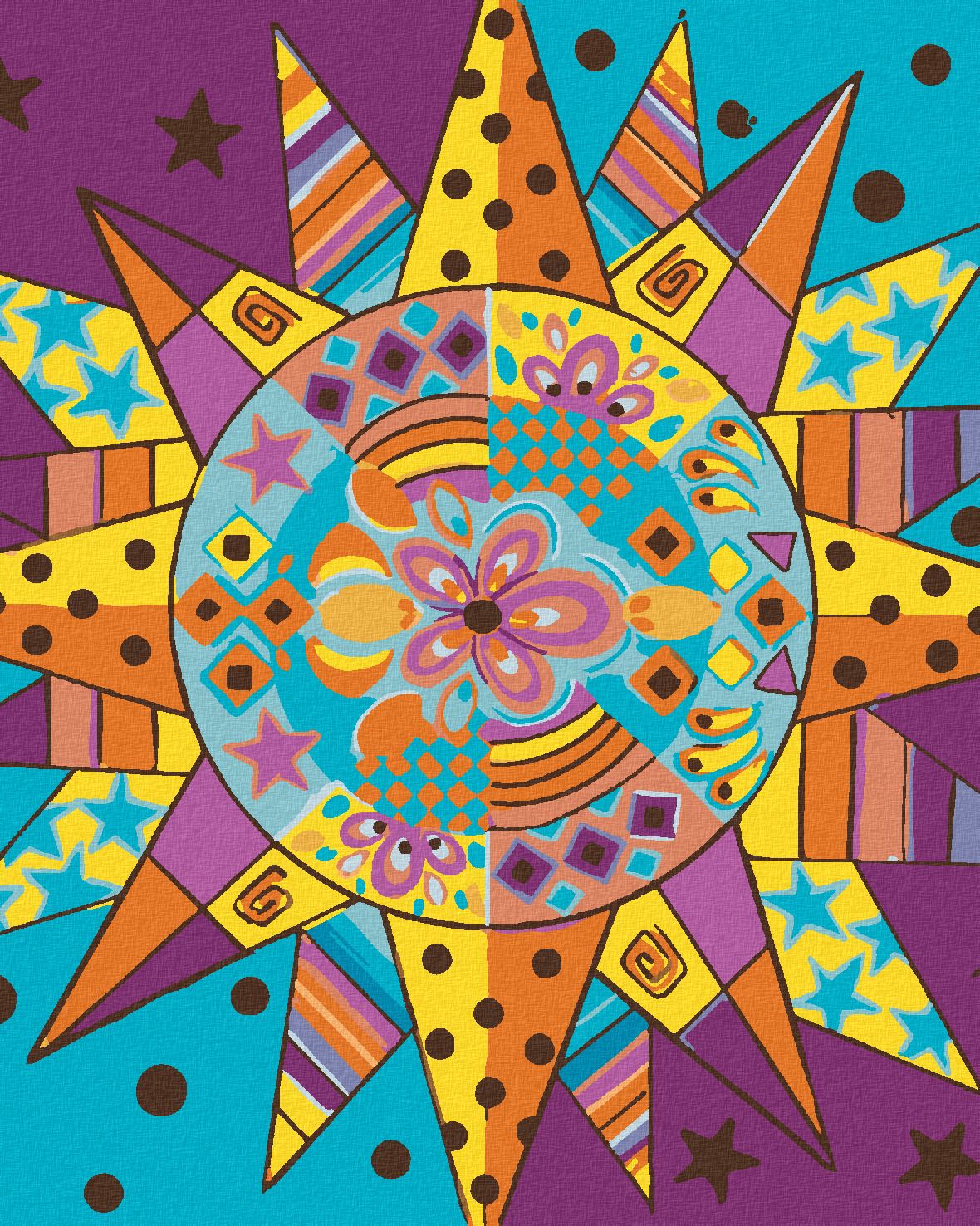zuty Malování podle čísel - SLUNCE 2 (JONNA JAMES) - Rozměr: 40x50 cm, Rámování: Varianta: vypnuté plátno na rám - obrázek 1