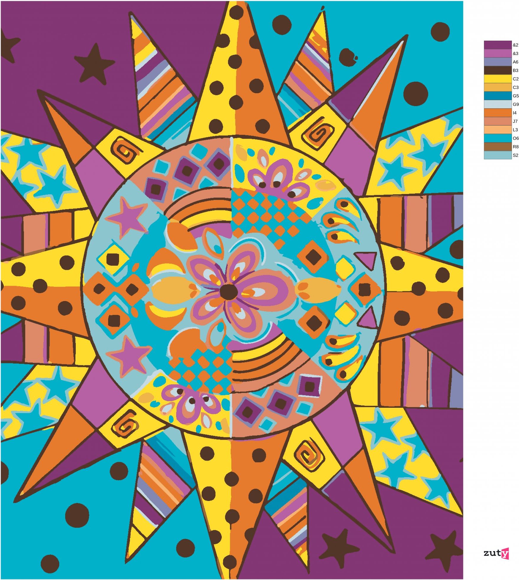 zuty Malování podle čísel - SLUNCE 2 (JONNA JAMES) - Rozměr: 40x50 cm, Rámování: Varianta: vypnuté plátno na rám - obrázek 7