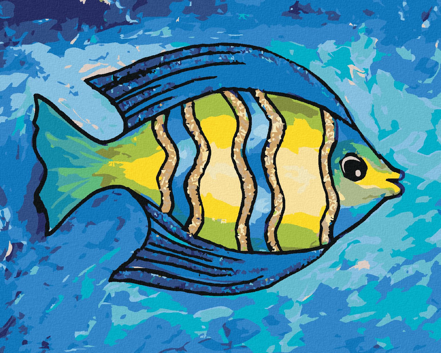 zuty Malování podle čísel - ŽLUTOMODRÁ RYBKA - Rozměr: 40x50 cm, Rámování: Varianta: vypnuté plátno na rám - obrázek 1