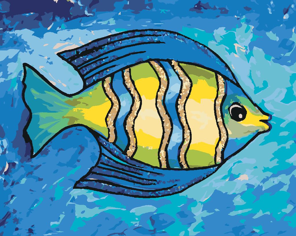zuty Malování podle čísel - ŽLUTOMODRÁ RYBKA - Rozměr: 40x50 cm, Rámování: Varianta: vypnuté plátno na rám - obrázek 6