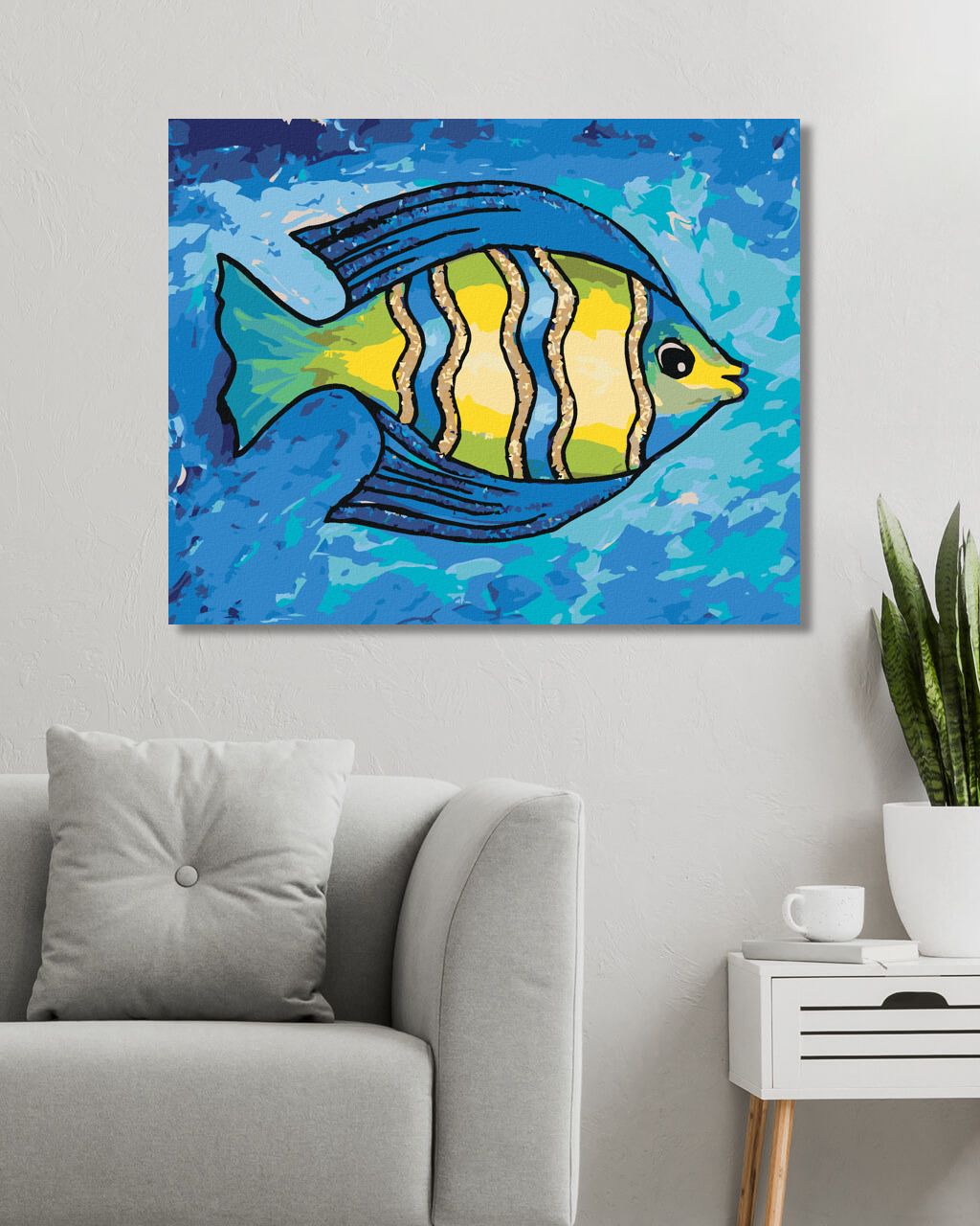 zuty Malování podle čísel - ŽLUTOMODRÁ RYBKA - Rozměr: 40x50 cm, Rámování: Varianta: vypnuté plátno na rám - obrázek 7