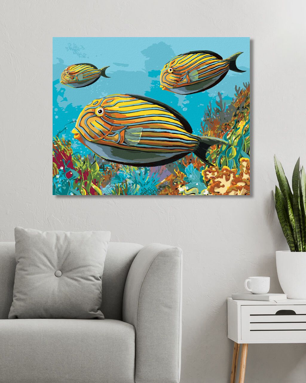 zuty Malování podle čísel - ŽLUTÉ RYBKY - Rozměr: 40x50 cm, Rámování: Varianta: bez rámu a bez vypnutí plátna - obrázek 9