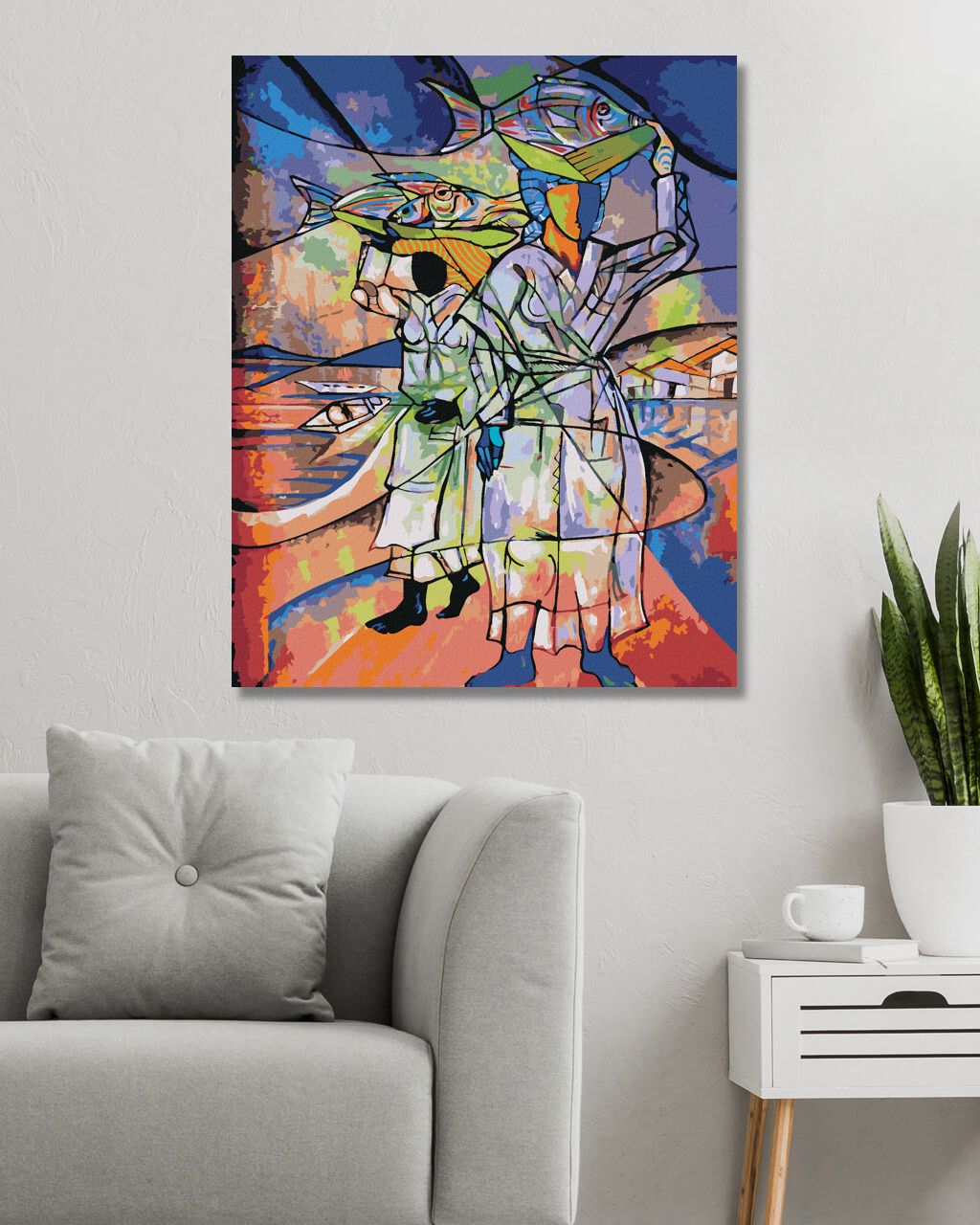 zuty Malování podle čísel - PRODEJCI RYB - Rozměr: 40x50 cm, Rámování: Varianta: vypnuté plátno na rám - obrázek 4