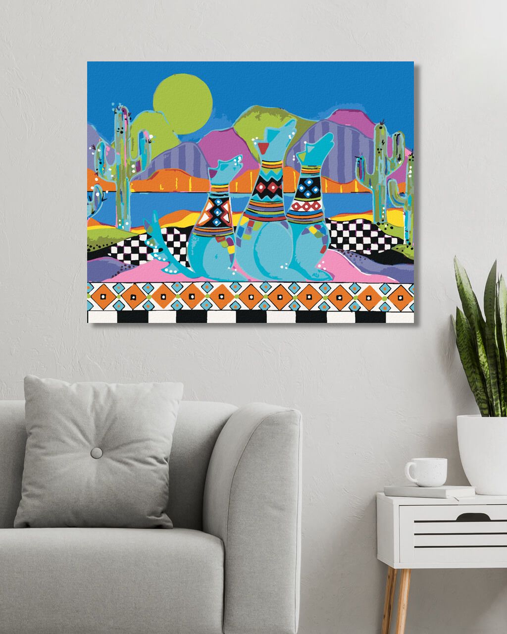 zuty Malování podle čísel - VYJÍCÍ PSI NA POUŠTI (JONNA JAMES) - Rozměr: 40x50 cm, Rámování: Varianta: bez rámu a bez vypnutí plátna - obrázek 10
