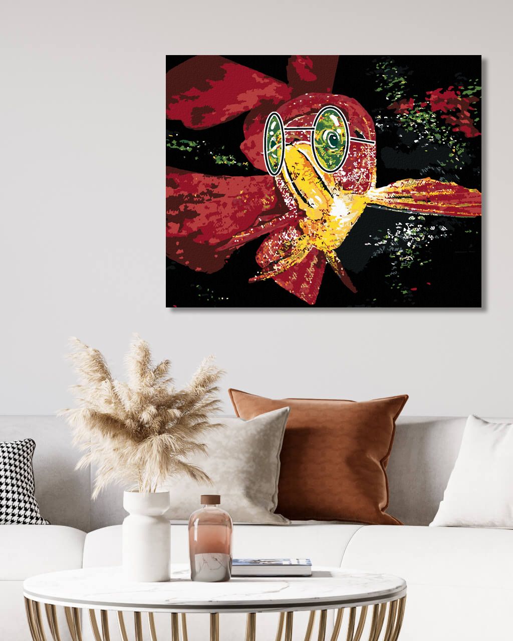 zuty Malování podle čísel - RYBA SE ZELENÝMI BRÝLEMI - Rozměr: 40x50 cm, Rámování: Varianta: bez rámu a bez vypnutí plátna - obrázek 4