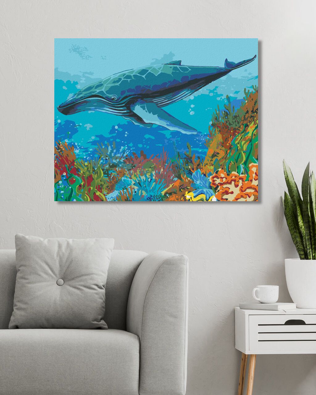 zuty Malování podle čísel - VELRYBA A KORÁLOVÝ ÚTES - Rozměr: 40x50 cm, Rámování: Varianta: bez rámu a bez vypnutí plátna - obrázek 9