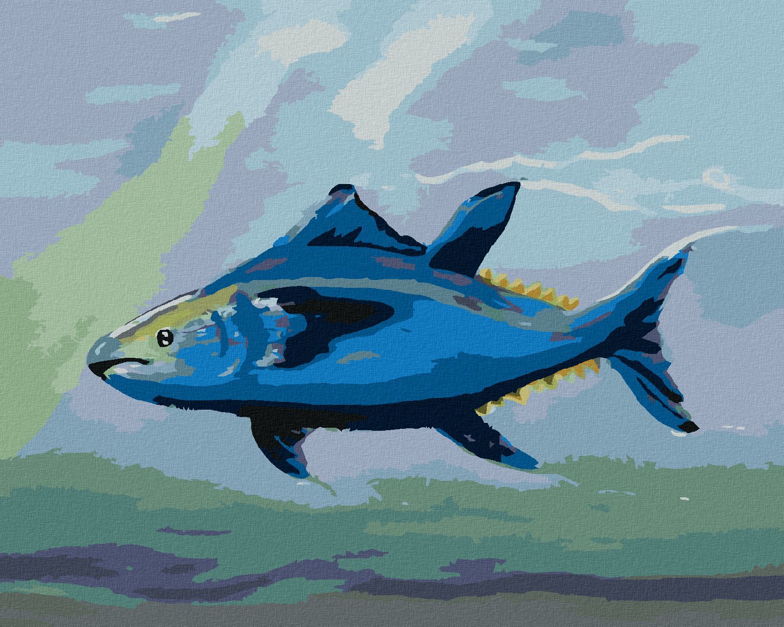 zuty Malování podle čísel - RYBY - TUŇÁK - Rozměr: 40x50 cm, Rámování: Varianta: bez rámu a bez vypnutí plátna - obrázek 1