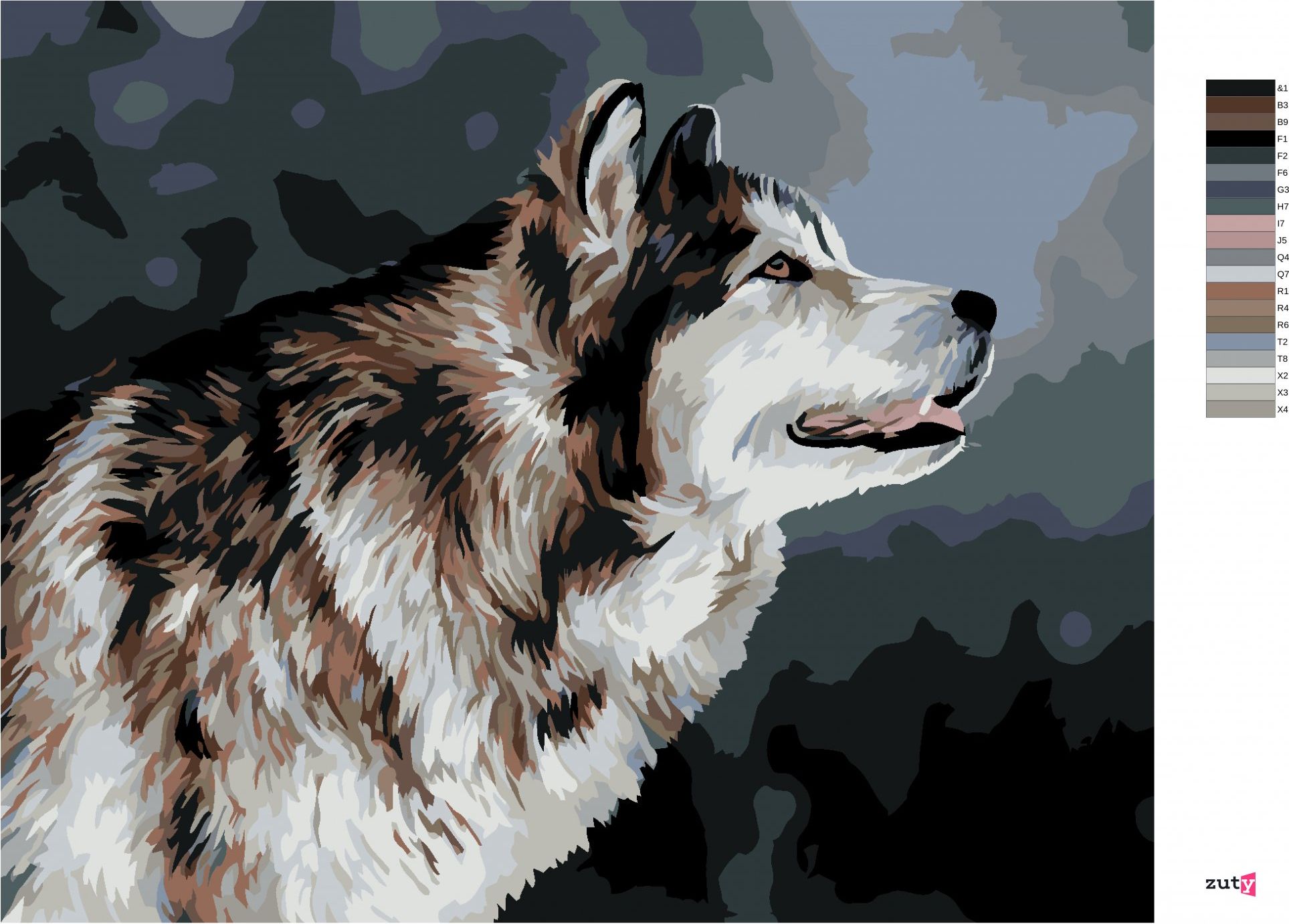 zuty Malování podle čísel - VYHLÍŽEJÍCÍ HUSKY - Rozměr: 40x50 cm, Rámování: Varianta: bez rámu a bez vypnutí plátna - obrázek 5