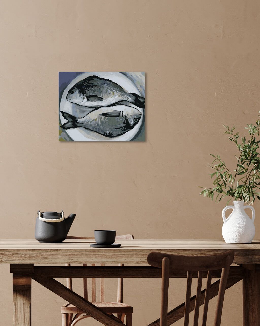 zuty Malování podle čísel - RYBY NA TALÍŘI - Rozměr: 40x50 cm, Rámování: Varianta: vypnuté plátno na rám - obrázek 5
