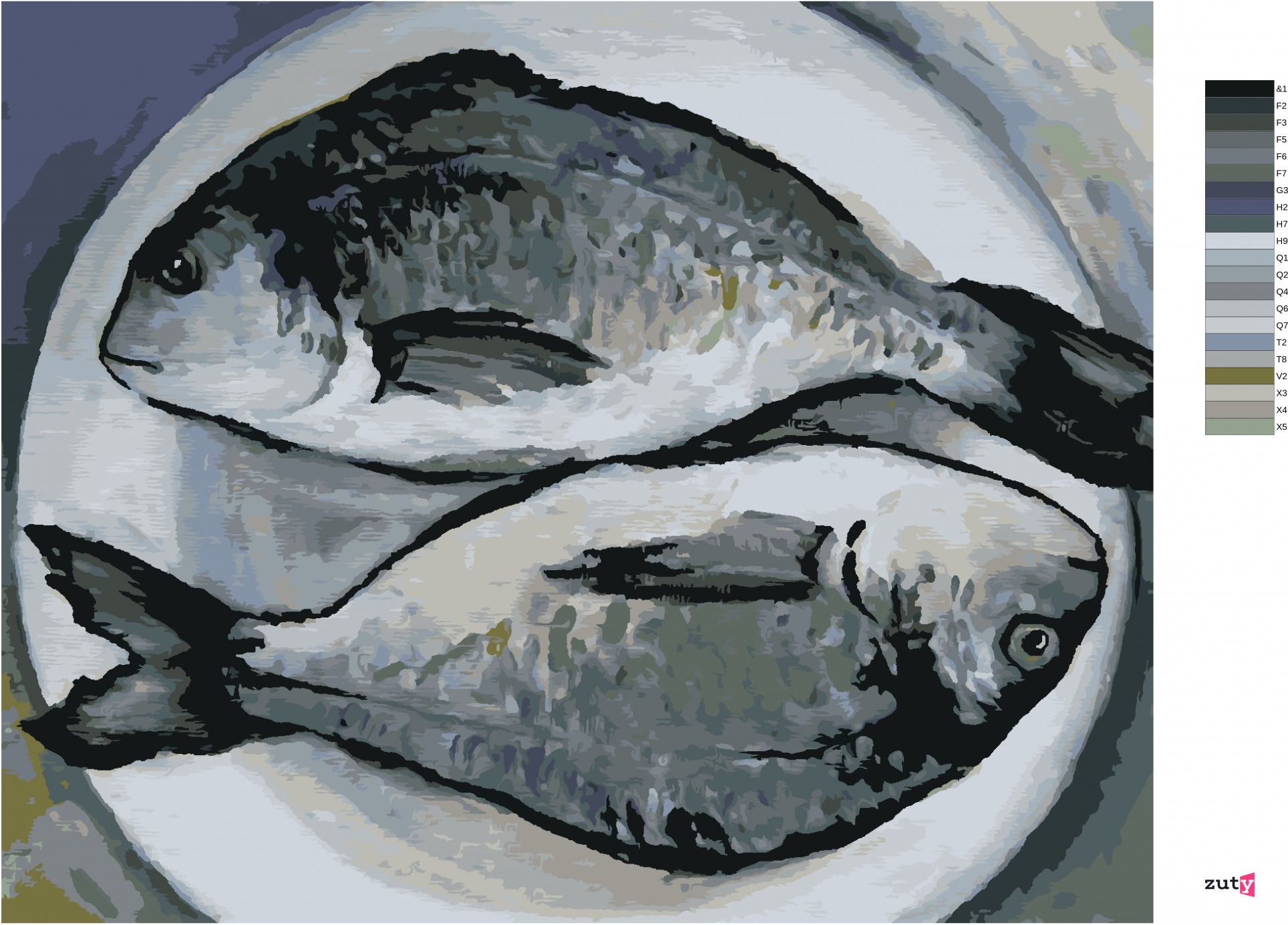 zuty Malování podle čísel - RYBY NA TALÍŘI - Rozměr: 40x50 cm, Rámování: Varianta: vypnuté plátno na rám - obrázek 7