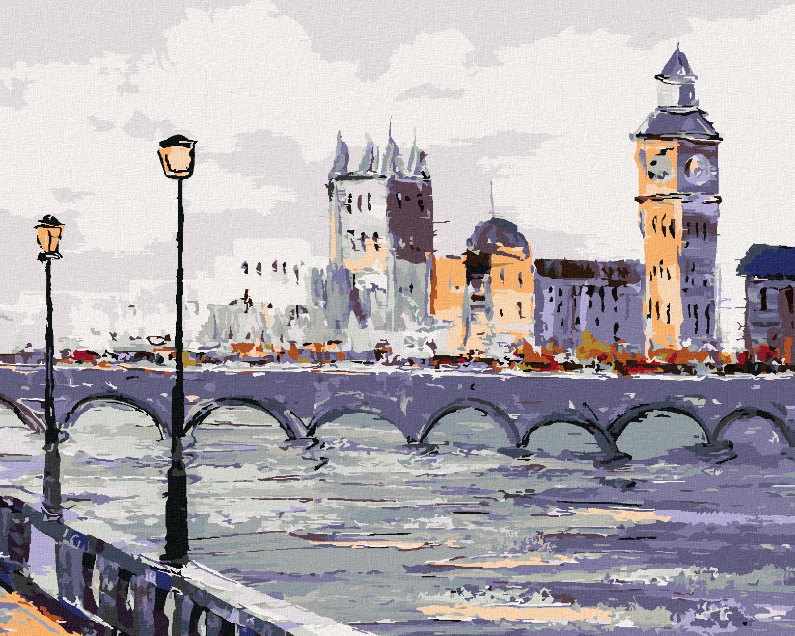 zuty Malování podle čísel - POHLED NA LONDÝN - Rozměr: 40x50 cm, Rámování: Varianta: bez rámu a bez vypnutí plátna - obrázek 1
