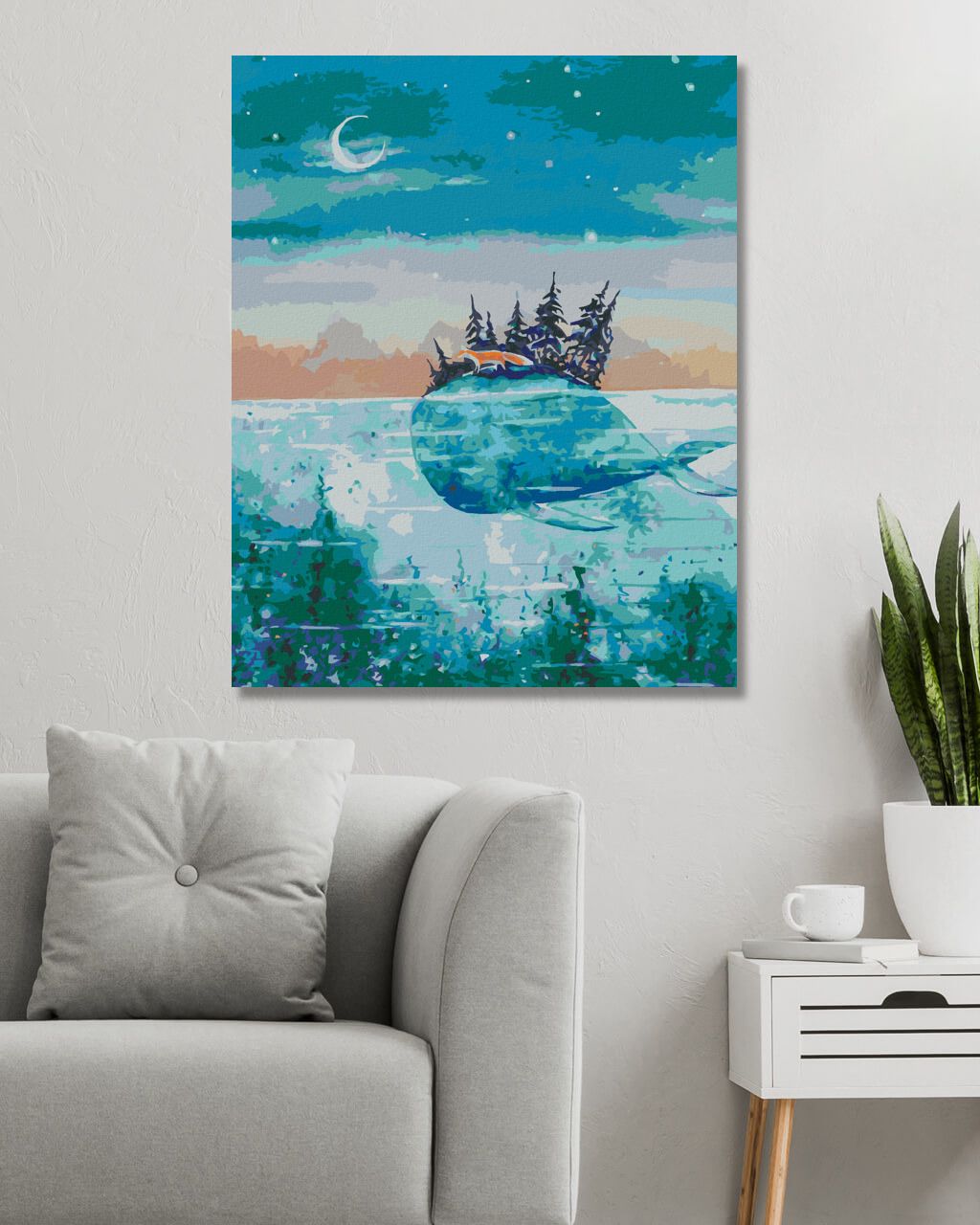 zuty Malování podle čísel - VELRYBA A LIŠKA CESTUJÍ SPOLU - Rozměr: 40x50 cm, Rámování: Varianta: bez rámu a bez vypnutí plátna - obrázek 5