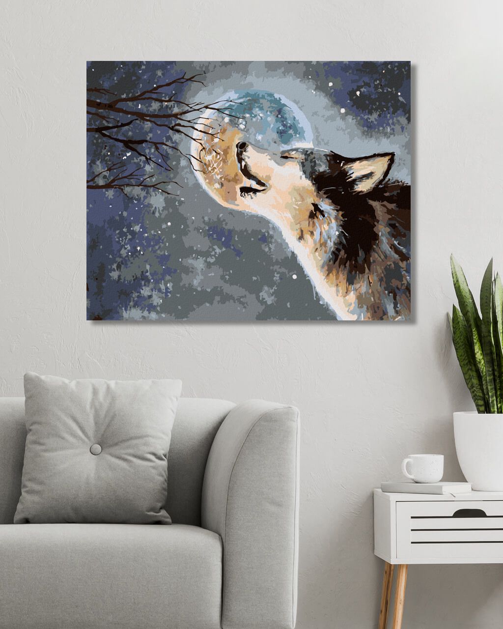 zuty Malování podle čísel - VLK VYJÍCÍ NA MĚSÍC - Rozměr: 40x50 cm, Rámování: Varianta: vypnuté plátno na rám - obrázek 6