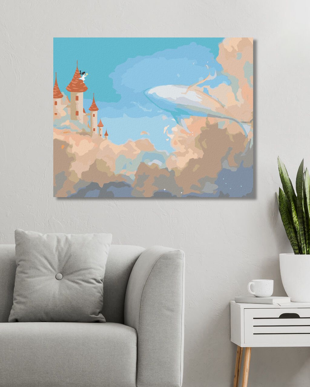 zuty Malování podle čísel - VELRYBA A ZÁMEK - Rozměr: 40x50 cm, Rámování: Varianta: vypnuté plátno na rám - obrázek 3